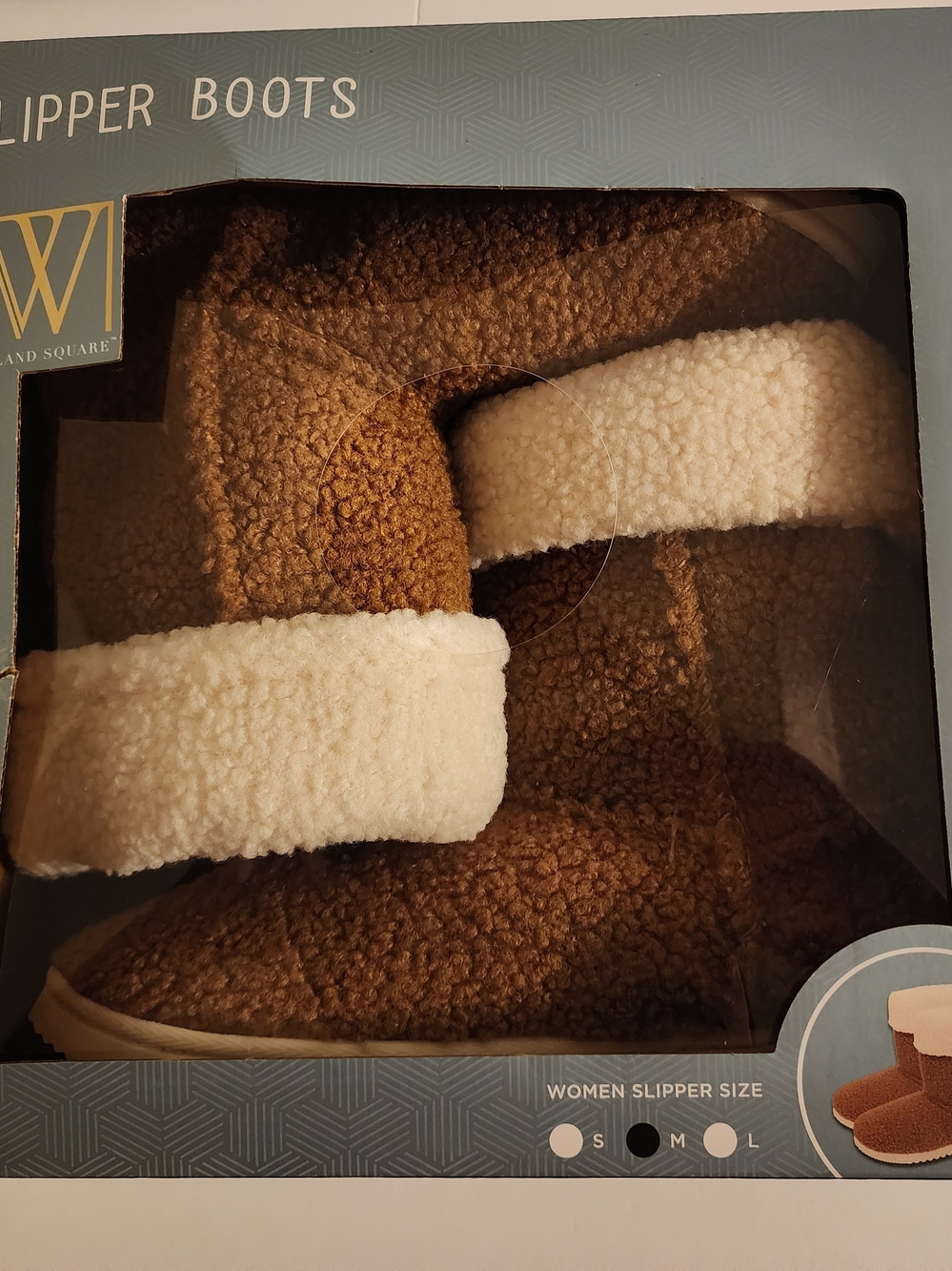 Women’s Faux-Sherpa Slipper Boots - Brown
